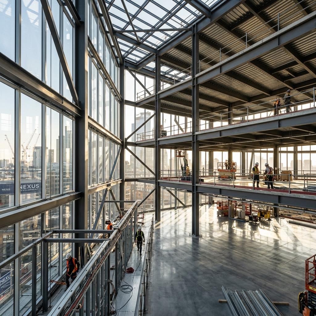 Modern commercial office build in progress